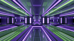 充满活力的插图呃没完没了的隧道与几何元素和霓虹灯闪亮的行生动的摘要插图呃灿烂走廊