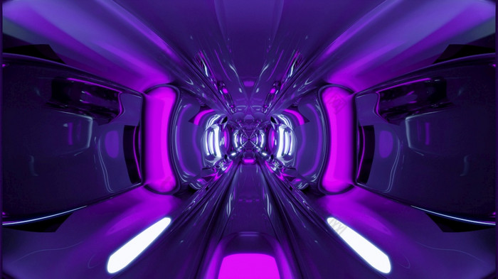 插图未来主义的虚拟紫罗兰色的彩色的隧道与闪亮的灯呃质量插图长黑暗紫色的呃隧道