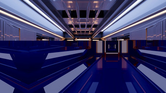 未来主义的插图呃摘要宽敞的隧道与银颜色和反<strong>射光</strong>长清晰的通道插图呃对称的隧道