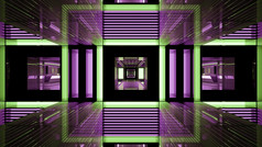 摘要插图呃现代隧道与对称的设计和紫色的与绿色颜色玻璃反光表面插图几何隧道
