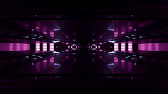 插图黑色的宇宙飞船机库与发光的紫色的照明呃摘要背景插图未来主义的黑暗呃机库