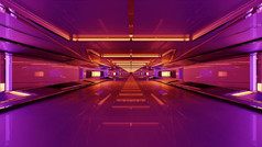 未来主义的呃插图当代宽敞的机库与明亮的淡紫色照明和反射表面与现代设计插图呃明亮的隧道