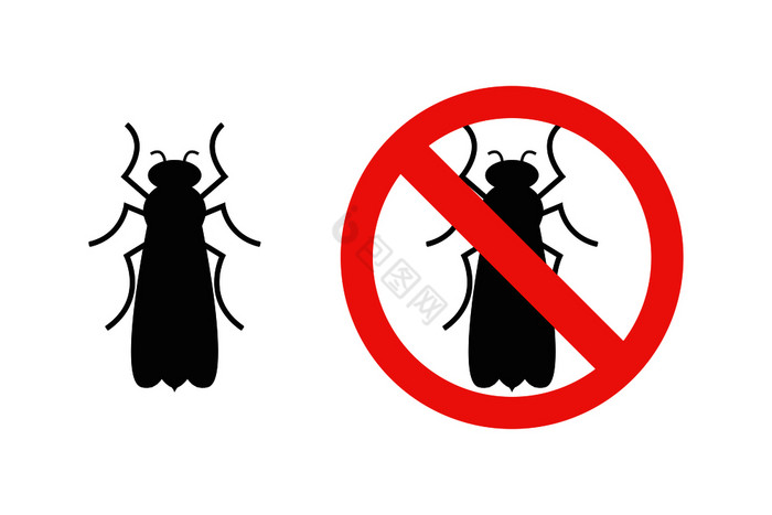长翅膀的昆虫和标志禁止平长翅膀的昆虫和标图片