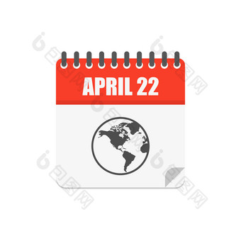 4月地球一天日历与地球图标平风格隔离向量插图4月地球一天日历与地球图标平风格向量插图