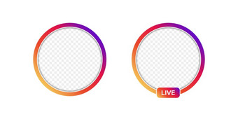 生活框架图标与透明的背景社会媒体圆框架为网络设计向量插图