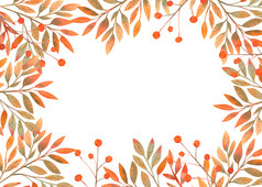 框架与秋天叶子白色孤立的背景水平框架取向水彩作文为的设计问候卡片邀请框架与秋天叶子白色孤立的背景水平框架取向水彩作文为的设计问候卡片邀请