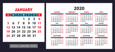 日历向量口袋里基本网格简单的设计模板颜色轧光机新一年