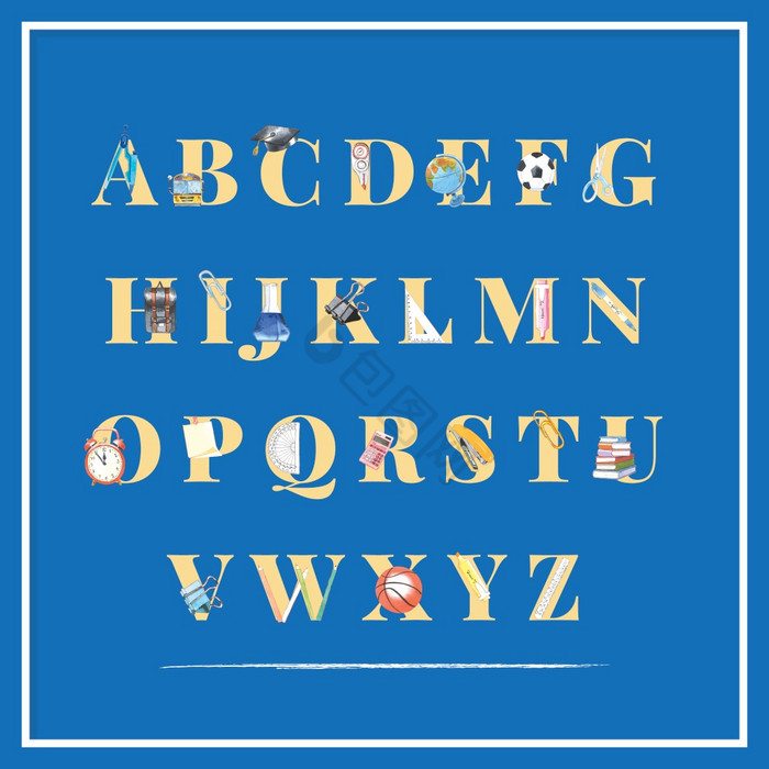 学校字母与学校袋学校公共汽车插图