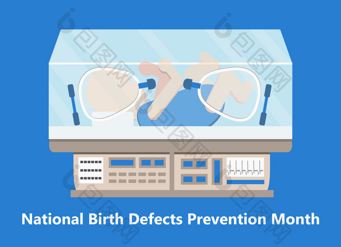 国家出生缺陷预防月庆祝1月美国神经学概念向量复活设备为护理不成熟的新生儿国家出生缺陷预防月庆祝1月美国神经学概念向量复活设备为护理不成熟的新生儿