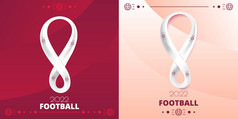 卡塔尔足球竞争一年向量摘要红色的梯度背景轮廓足球球和球员横幅卡塔尔足球竞争一年向量摘要红色的梯度背景轮廓足球球