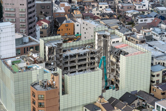 detroyed建筑在东京城市景观从文京公民tover日本新宿建筑城市景观