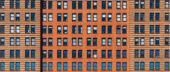 横幅和封面场景棕色（的）砖高建筑外观与窗户新纽约城市曼联州美国美国工业背景和纹理阁楼灵感建设外观