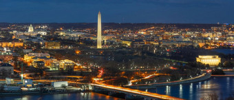 全景前视图场景<strong>华盛顿</strong>下来小镇哪一个可以看到曼联州国会大厦<strong>华盛顿</strong>纪念碑林肯纪念和托马斯。杰佛逊纪念历史和文化为旅行概念