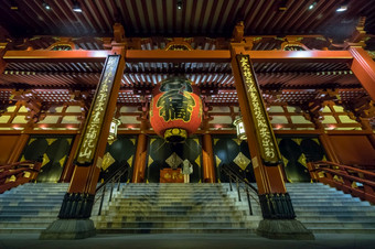 浅草寺寺庙晚上具有里程碑意义的著名的浅草寺寺庙位于浅草区东京日本