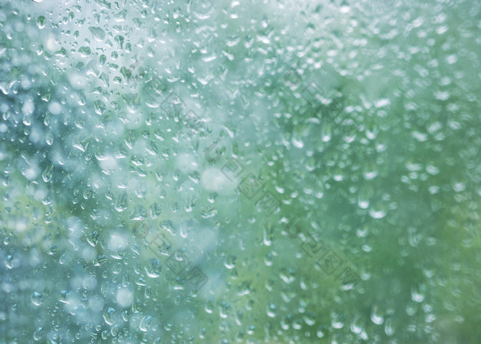 雨滴玻璃窗口纹理背景雨季节