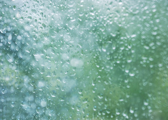 雨滴玻璃窗口纹理背景雨季节