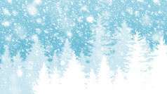 冬天和圣诞节背景设计冷杉树和雪下降