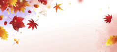 水彩秋天横幅白色背景与复制空间向量插图