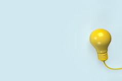 最小的的想法创造力灵感概念黄色的灯泡杰出的蓝色的柔和的背景插图