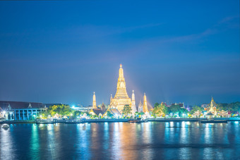 什么phra凯寺庙晚上具有里程碑意义的曼谷泰国