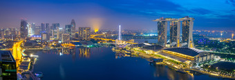 新加坡全景视图城市景观天际线与视图玛丽娜湾新加坡城市