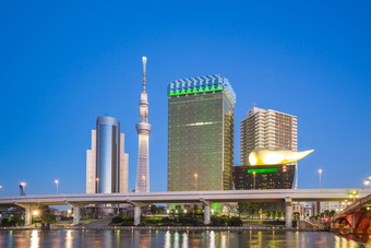 东京城市与具有里程碑意义的建筑晚上东京城市日本