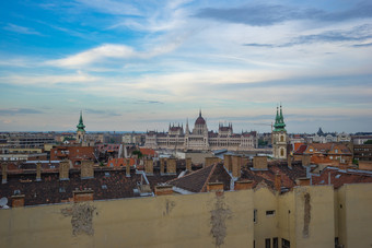 布达佩斯城市天际线与视图害虫银行多瑙河河布达佩斯城市匈牙利