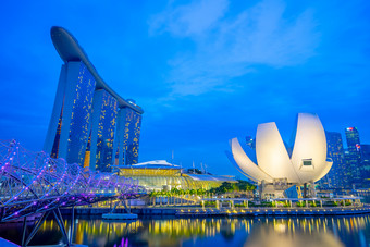 新加坡新加坡10月具有里程碑意义的建筑晚上新加坡城市