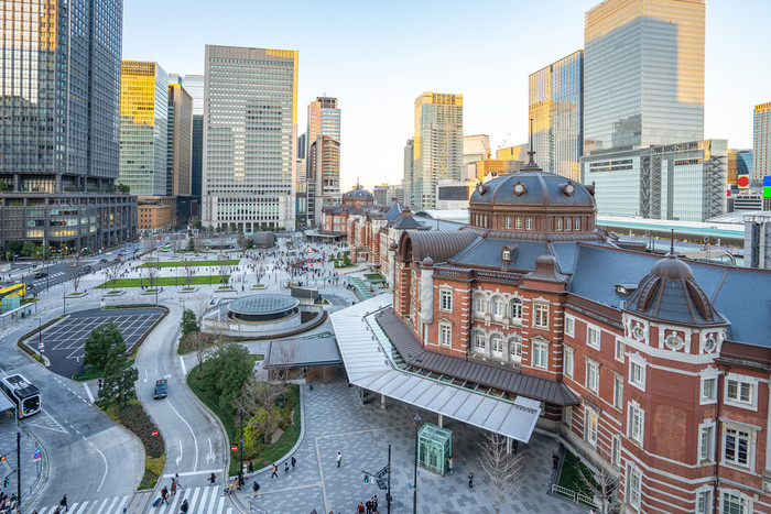 日落东京城市与视图东京火车站日本