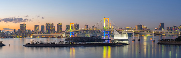 全景视图东京湾与彩虹桥东京城市日本图片