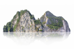 热带自然岛山岩石山孤立的白色背景