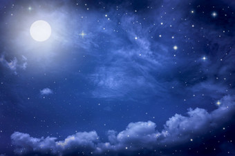 布满<strong>星星</strong>的晚上天空与<strong>星星</strong>和<strong>月亮</strong>Cloudscape背景