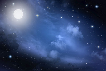 布满星星的晚上天空与星星和月亮Cloudscape背景