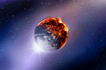 视图看伯恩斯地球地球空间星系和明星背景全球气候变暖概念元素这图像有家具的已开启