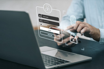 登录和密码网络安全和网络概念用户打字密码安全访问个人信息网络安全和加密安全互联网访问虚拟数字显示