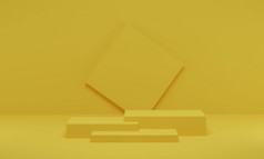 呈现黄色的场景几何形状讲台上阶段为产品促销活动摘要极简主义设计与空空间