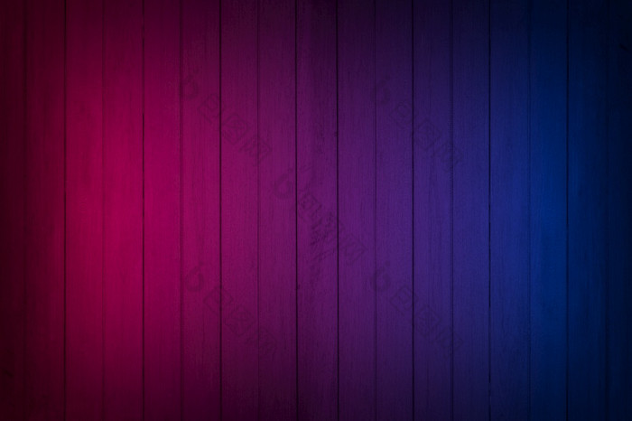 霓虹灯光木墙纹理背景照明效果红色的和蓝色的霓虹灯背景