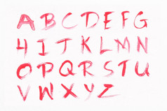 信无所不包的与红色的水彩白色纸背景手写的字母