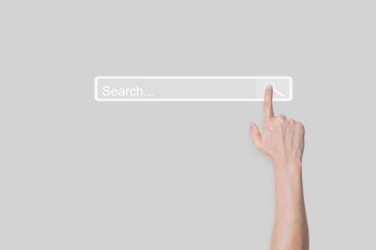 手点击搜索浏览互联网数据信息和网络搜索页面电脑触摸屏幕与复制空间