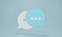 闲谈，聊天泡沫图标演讲泡沫标志象征蓝色的柔和的背景概念闲谈，聊天沟通对话呈现插图