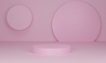 呈现粉红色的油缸讲台上柔和的颜色背景摘要最小的<strong>场景</strong>与几何平台为产品显示<strong>场景</strong>显示化妆品产品演讲