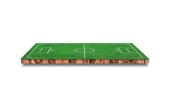 绿色草足球场孤立的白色背景足球场为体育运动游戏
