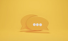 闲谈，聊天图标演讲泡沫象征黄色的柔和的背景概念闲谈，聊天沟通对话呈现插图