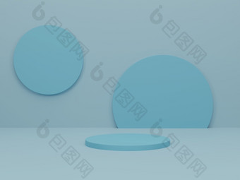 油缸讲台上光蓝色的背景摘要最小的场景与几何形式模拟场景显示化妆品产品演讲呈现插图