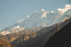 关闭视图雪封顶Rakaposhi山喀拉昆仑山脉范围纳加尔谷吉尔吉特巴尔蒂斯坦巴基斯坦