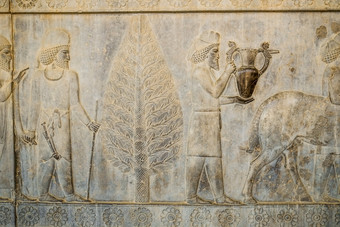 浅浮雕描述亚美尼亚和巴比伦致敬持票人但携带现在为的王譬喻东楼梯南部部分我在伊朗长大fars省设拉子伊朗