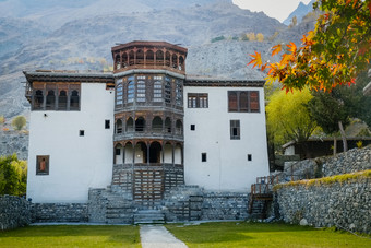 外观和主要入口古老的卡普卢堡宫秋天著名的具有里程碑意义的ghanche吉尔吉特巴尔蒂斯坦巴基斯坦