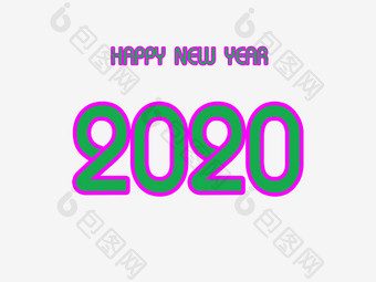 快乐新一年字体。快乐新一年明亮的绿色白色背景