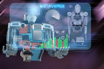 机器人元宇宙化身现实游戏虚拟现实人区块链技术投资业务生活方式虚拟现实世界连接网络化身元宇宙人渲染
