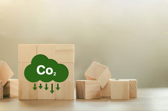 绿色发射概念木块的绿色行业业务零网排放可再生能源可持续发展的技术生态环境发射图标环境、社会和治理概念